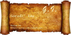 Gorzó Ida névjegykártya